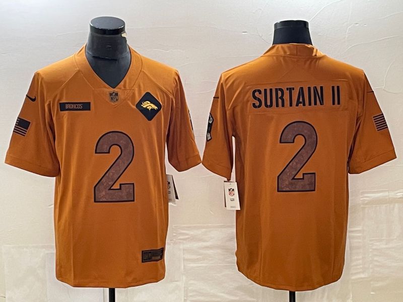 Men Denver Broncos #2 Surtain ii brown Nike 2023 Salute To Service Limited NFL Jersey->denver broncos->NFL Jersey